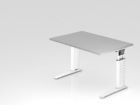 Hammerbacher Schreibtisch Grau / Weiß C-Fuß 120 x 80 cm