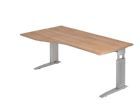 Hammerbacher Schreibtisch C-Fuß 180 x 100/80 cm Nussbaum / Silber