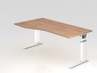 Hammerbacher US18 Schreibtisch C-Fuß 180 x 100 / 80 cm Nussbaum / Weiß