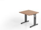 Hammerbacher Schreibtisch OS08 C-Fuß 80 x 80 cm Nussbaum / Graphit Arbeitshöhe 65 - 85 cm