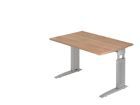 Hammerbacher Schreibtisch C-Fuß 120 x 80 cm Nussbaum / Silber
