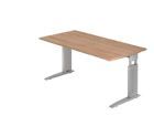 Hammerbacher Schreibtisch C-Fuß 160 x 80 cm Nussbaum / Silber