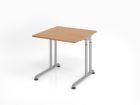 Hammerbacher Schreibtisch ZS08 C-Fuß 80 x 80 cm Nussbaum / Silber