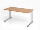 Hammerbacher ZS16 Schreibtisch C-Fuß 160 x 80 cm Nussbaum / Silber Höhe 68 - 82 cm