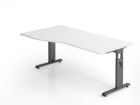 Hammerbacher Schreibtisch Arbeitshöhe 65 - 85 cm C-Fuß 180 x 100 / 80 cm Weiß / Graphit
