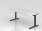 Hammerbacher Schreibtisch rechteckige Platte in weiß 180 x 80 cm Füße Graphit