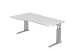 Hammerbacher Schreibtisch C-Fuß 180 x 100/80 cm Weiß / Silber