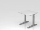Hammerbacher Schreibtisch XB08 C-Fuß Gestell Silber 80 x 80 cm Weiß