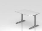 Hammerbacher Schreibtisch C-Fuß 120 x 80 cm Arbeitshöhe 65 - 85 cm Weiß / Silber