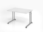 Hammerbacher Schreibtisch ZS12 C-Fuß 120 x 80 cm Weiß / Silber