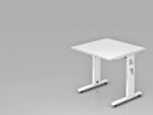 Hammerbacher Schreibtisch C-Fuß 80 x 80 cm Weiß / Weiß  Arbeitshöhe 65 - 85 cm