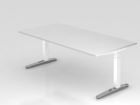 Hammerbacher Schreibtisch abklappbare Kabelwanne 200 x 100 cm Weiß
