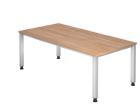 Hammerbacher Schreibtisch QS2E 4 Fuß eckig 200 x 100 cm Nussbaum
