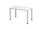 Hammerbacher Schreibtisch 4 Fuß eckig 120 x 67 cm Weiß silber