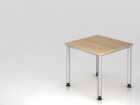 Hammerbacher Schreibtisch 4-Fuß-Gestell in Silber 80 x 80 cm Eiche