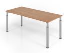 Hammerbacher Schreibtisch 4 Fuß 180 x 80 cm Nussbau / Silber Höhe 68 - 82 cm