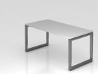 Hammerbacher Schreibtisch O-Fuß eckig 160 x 80 cm Höhe 65 - 85 cm Grau / Graphit