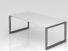 Hammerbacher Schreibtisch O-Fuß eckig 200 x 100 cm Weiß / Graphit Arbeitshöhe 65 - 85 cm