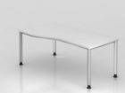 Hammerbacher Schreibtisch HS18 4 Fuß 180 x 100 / 80 cm Weiß / Silber Höhe 68,5 - 81 cm