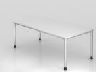Hammerbacher Schreibtisch HS2E 200 x 100 cm Weiß / Silber 4 Fuß