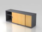 Hammerbacher Sideboard 160 x 40 x 59,6 cm beidseitig nutzbar Graphit Buche