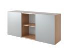 Hammerbacher Sideboard 2OH mit Schiebetüren Korpus Nussbaum Front Silber