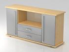 Hammerbacher Sideboard 2 Türen 2 Schübe CE Ahorn / Silber Breite 166 x Tiefe 44,8 cm