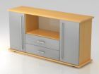 Hammerbacher Sideboard 2 Türen 2 Schubkasten CE Buche / Silber