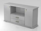 Hammerbacher Sideboard 2 Türen 2 Schubkasten SG in Grau / Silber