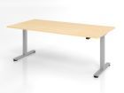 Hammerbacher Sitz-Steh Schreibtisch 200 x 100 cm Ahorn T-Fuß Gestell in Silber