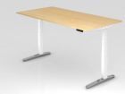 Hammerbacher Sitz-Steh-Schreibtisch 200 x 100 cm Ahorn Arbeitshöhe 65 - 130 cm