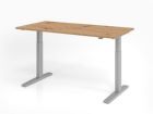Hammerbacher Sitz Steh XMKA16 Schreibtisch 160 x 80 cm Asteiche C-Fuß Gestell in Silber