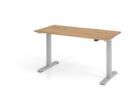 Hammerbacher Sitz-Steh Schreibtisch 140 x 67 cm T-Fuß Gestell in Silber Platte Asteiche 25 mm