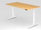 Hammerbacher Sitz-Steh-Schreibtisch 200 x 100 cm Buche C-Fuß Gestell Höhe 65 - 130 cm