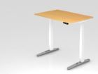 Hammerbacher Sitz-Steh-Schreibtisch 120 x 80 cm Buche Weiß höhenverstellbar
