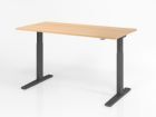 Hammerbacher Sitz-Steh Schreibtisch 160 x 80 cm C-Fuß Gestell Graphit Eicheplatte 25 mm