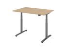 Hammerbacher Sitz-Steh-Schreibtisch 120 x 80 cm Eiche T-Fuß in Graphit