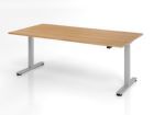 Hammerbacher Sitz-Steh Schreibtisch T-Fuß Gestell in Silber 200 x 100 cm Eiche
