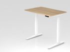 Hammerbacher Sitz-Steh-Schreibtisch 120 x 80 cm Eicheplatte 25 mm C-Fuß Gestell Weiß