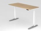 Hammerbacher Sitz-Steh-Schreibtisch Arbeitshöhe 65 - 130 cm 180 x 80 cm Eiche Weiß