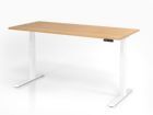 Hammerbacher Sitz Steh Schreibtisch 180 x 80 cm Eiche C-Fuß Gestell in Weiß Höhe 64 - 129 cm
