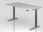 Hammerbacher Sitz-Steh-Schreibtisch 200 x 100 cm Grau Höhe 65 - 130 cm höhenverstellbar
