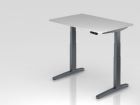 Hammerbacher Sitz-Steh-Schreibtisch 120 x 80 cm Grau Arbeitshöhe 65 - 130 cm