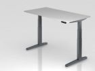 Hammerbacher Sitz-Steh-Schreibtisch 160 x 80 cm Grau Platte 25 mm C-Fuß Gestell Graphit