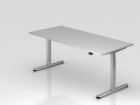 Hammerbacher Sitz Steh Schreibtisch XDLB19 180 x 80 cm Grau T-Fuß Gestell in Silber