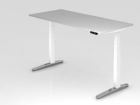 Hammerbacher Sitz-Steh-Schreibtisch 180 x 80 cm Grau Arbeitshöhe 65 - 130 cm C-Fuß Gestell