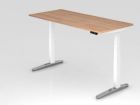 Hammerbacher Sitz-Steh-Schreibtisch 180 x 80 cm Nussbaum Weiß Höhe 65 - 130 cm
