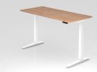 Hammerbacher Sitz-Steh-Schreibtisch 180 x 80 cm Nussbaum Weiß