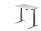 Hammerbacher Sitz-Steh-Schreibtisch mit Elektroantrieb 120 x 80 cm Weiß / Graphit