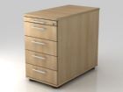 Hammerbacher Standcontainer 80 cm 4 Schubaden Schloss RE Eiche